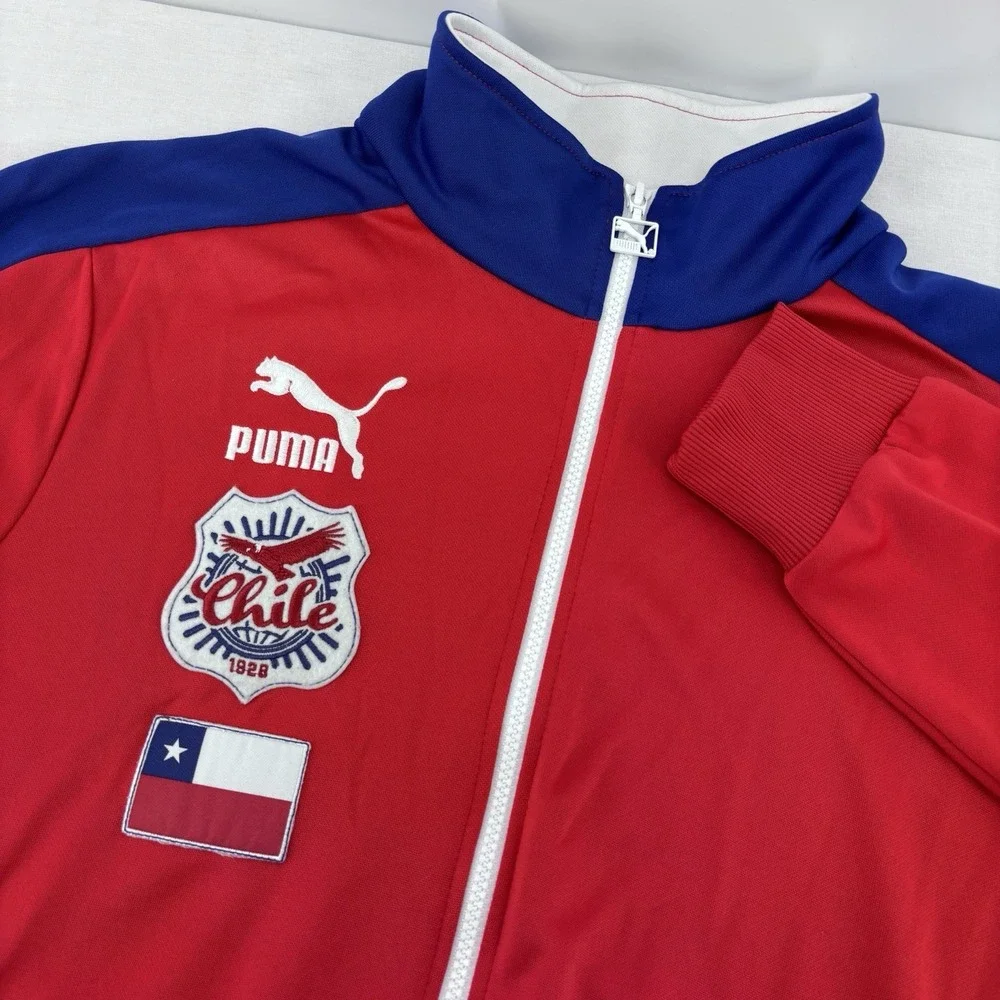 Puma Track Soccer Jacket Men M Red Blue Chile Football Texas Star Flag Logo RARE